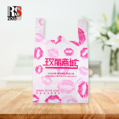 Customized Size Die Cut Handle Plastic Bags T Shirt Shopping Bags For Leisure