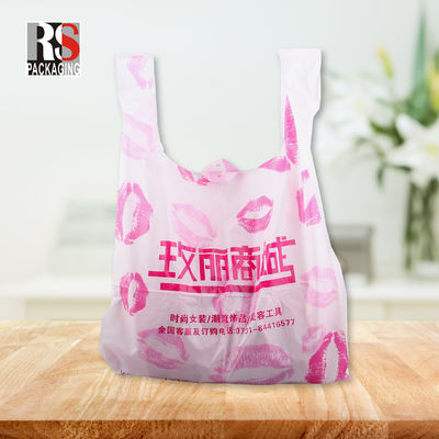 Customized Size Die Cut Handle Plastic Bags T Shirt Shopping Bags For Leisure
