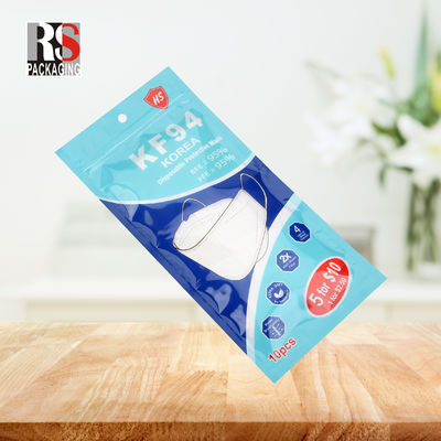 RS31-1 3 Layers Laminated Poly Bag Plastic Zip Lock Packaging Bag For Face Mask