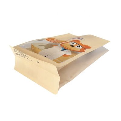 Custom Order Eight Side Seal Flat Bottom Stand Up Packaging Bags For Breakfast Cereal