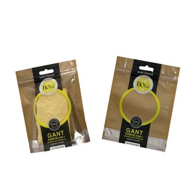 Gravure Printing Custom Branded Packaging Face Mitt Packing Ziplock Seal Cosmetic Bag