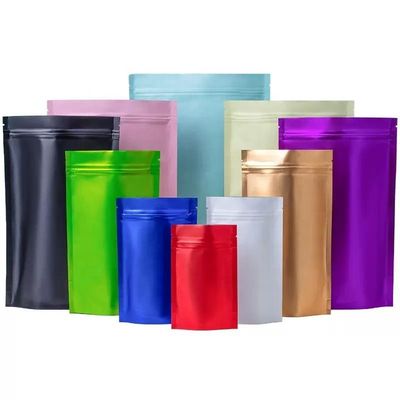 Colorful Metallic Foil Stand Up Zipper Bag Glossy Matte Zipper Pouch Packaging Bags