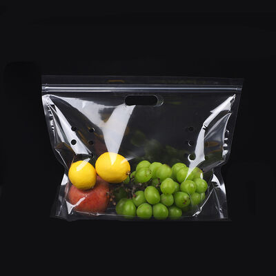 Custom Clear Food Grade Plastic  Fresh Produce Packaging Bag Farm Fruit Vegetables CPP  Resealable Ziplock  Bag