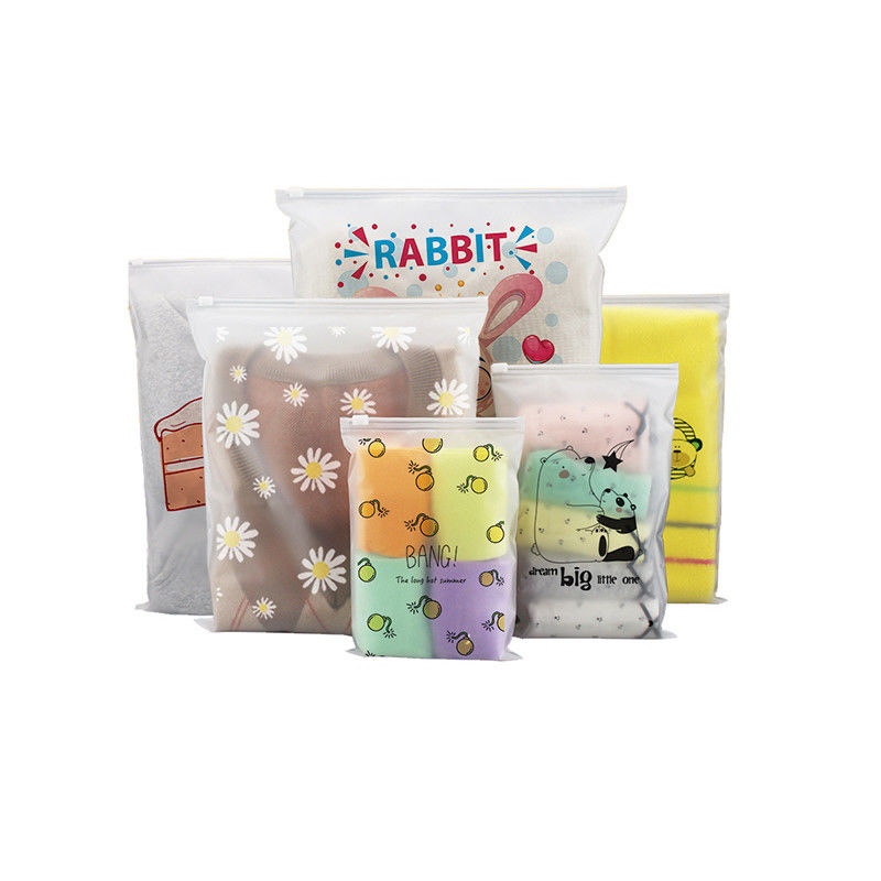 CPE / PE / PPE Printed Poly Bag Moisture Proof Mylar Frosted Zip Lock Bags For Clothes