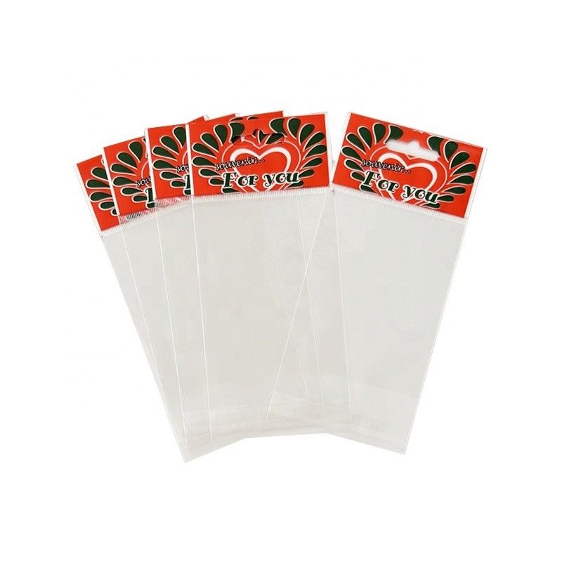 Hang Top Clear Resealable Cello Opp Header Bag For Gift Jewelry Customized Size