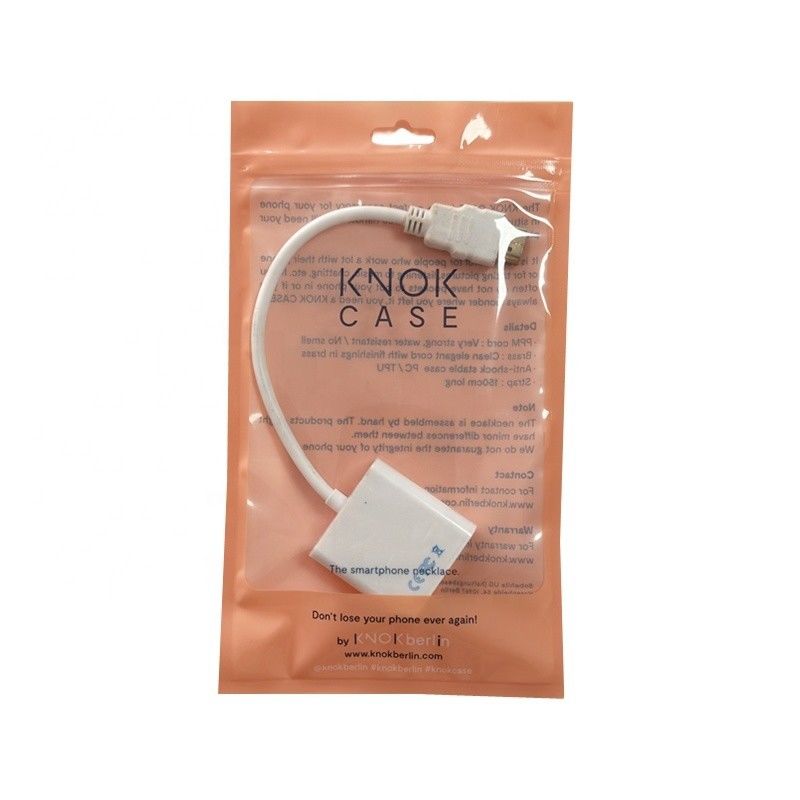 Wire Line Packaging Clear Stand Up Zipper Bag Moisture Proof For USB Cable Packing