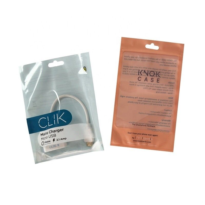 Glossy Clear Plastic Ziplock Pouch Bag For Mobile Phone Case And USB Cables Packaging