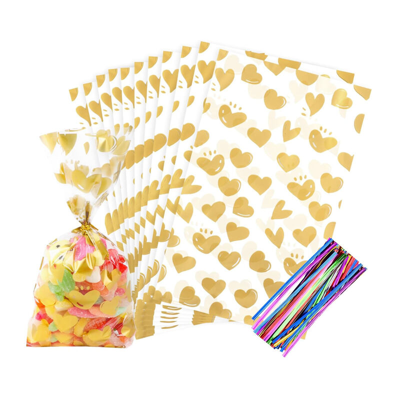 Christmas Cellophane Bags 10/20 Pack With Twist Ties Holiday Favor Treat Gift Goodie Cello Bags for Party Candy Cookies
